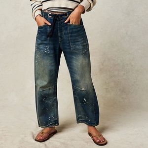 We The Free Moxie Pull-On Barrel Jeans in Timeless Blue from Free People